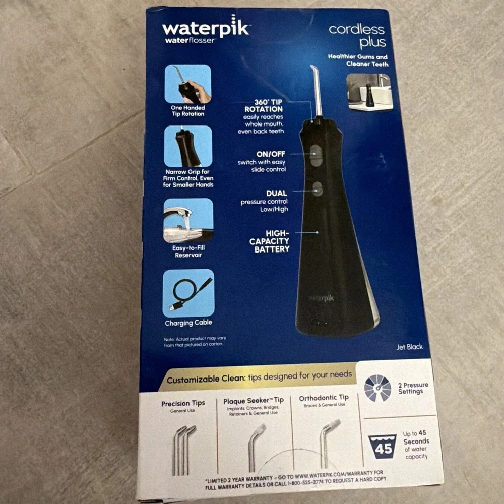 Waterpik Cordless Plus Water Flosser Rechargeable WP-462 BLACK NEW in box unopen
